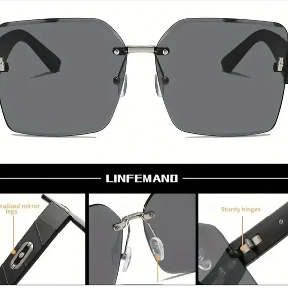 LINFEMAND Black Square Sunglasses
